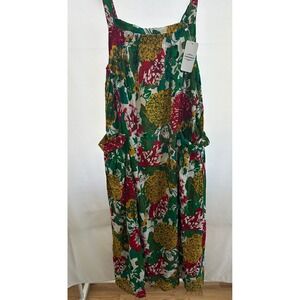 YESNO Women's Floral Print Maxi  Dress  W/Pockets Adjustable straps Size 2XL NWT